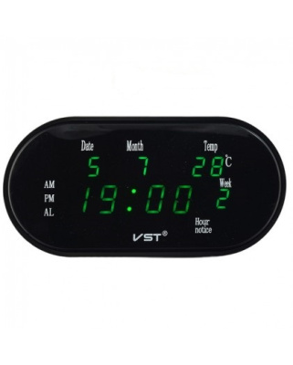 Часы эл.VST801WX-1 зел.цифры