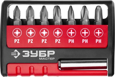 Набор бит с адаптером ЗУБР МХ-8, 8 шт