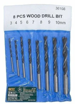 Сверла по дереву набор 8шт (3-4-5-6-7-8-9-10мм)  36108