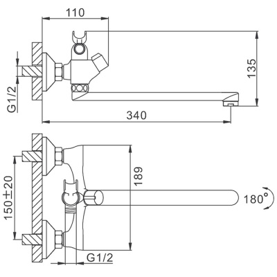 Смеситель для ванны F22731-В