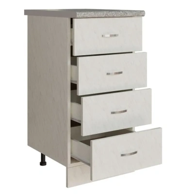 Стол кухонный 400 белый 4 ящика, столешница Гранит