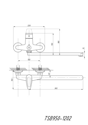 Смеситель для ванны TSB 950-1202 Подольск