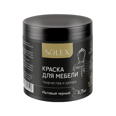 Краска д/мебели (ЧЕРНЫЙ Матовый) 0,75кг "SOLEX"