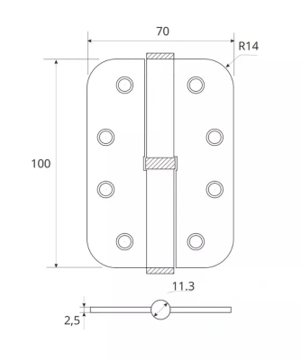 Петля Avers 100*70*2.5-B-NIS-R 2шт
