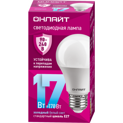 Лампа Онлайт А60-17-230-6К-Е27 90404