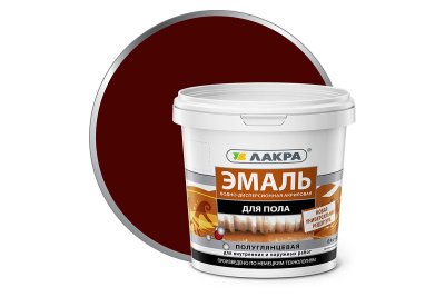 Эмаль акрил.д/пола красно-коричн.0,9кг ЛАКРА