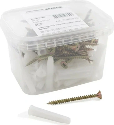 Набор (белый дюбель 8х45+шуруп 5х60) 50шт