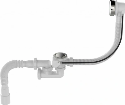 Aquant Сифон д/ванны регул.переливом полуавтомат, гибкая труба V-312-5-MR