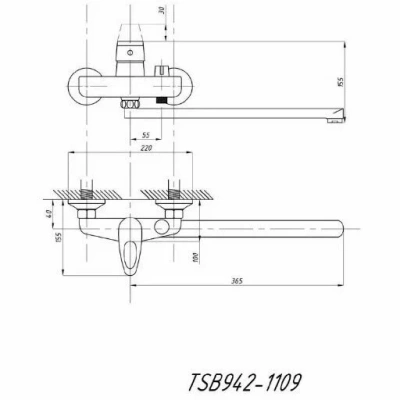 Смеситель для ванны TSB942-1109 Подольск