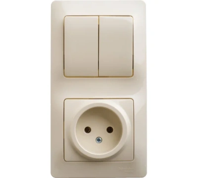 Блок (роз.б/з+2-кл.выкл.) GSL000272 беж.